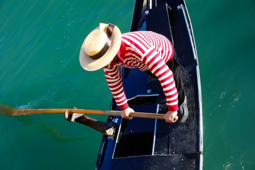 Gondoliers in Venice, Italy